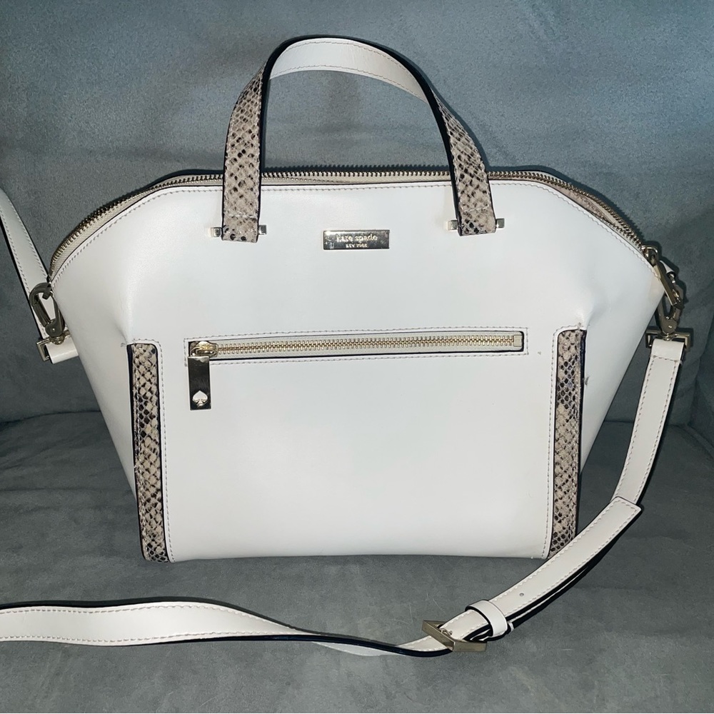 Kate spade purse - white with snake skin edges